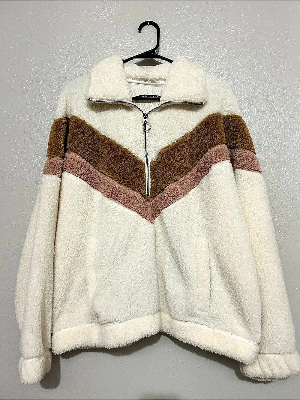 Abercrombie & Fitch Sherpa Fleece Quarter Zip Chevron Pullover XL